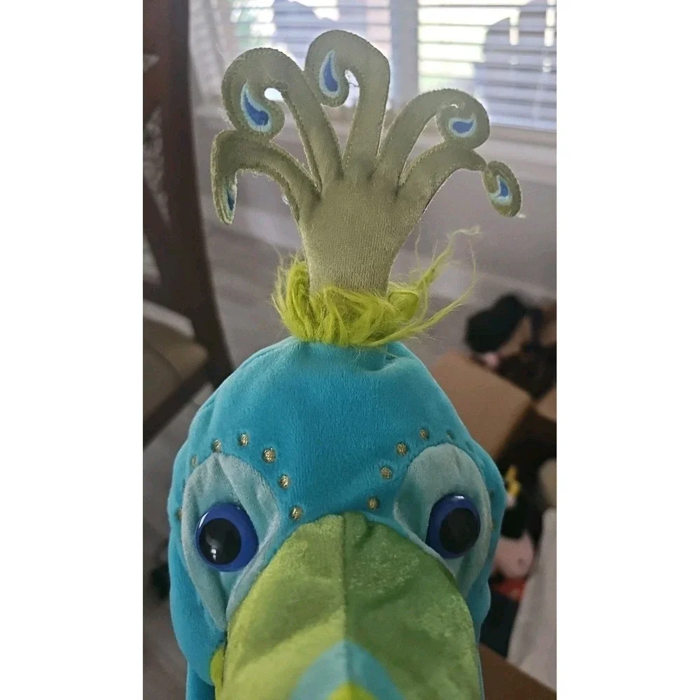 Manhattan Toy Peacock Hand Puppet Plush Blue Sparkle Stuffed Bird‎ Toy 143450GC